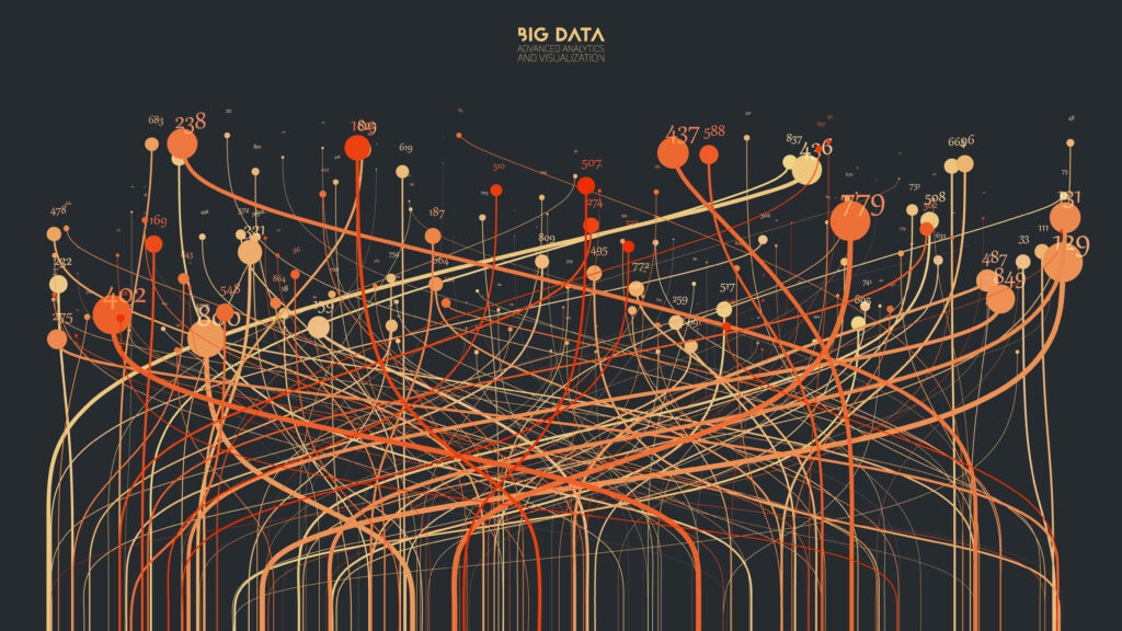 Vector abstract colorful big data information sorting visualization. Social network, financial analysis of complex databases. Visual information complexity clarification